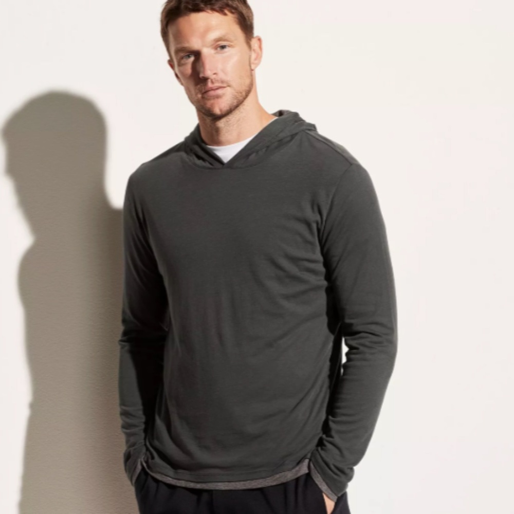 Vince Gray Double Layer Mens 100% Pima Cotton Soft Hoodie Size XL Extra Large